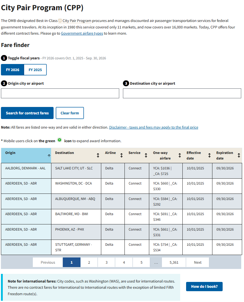 City Pair redesigned search page
